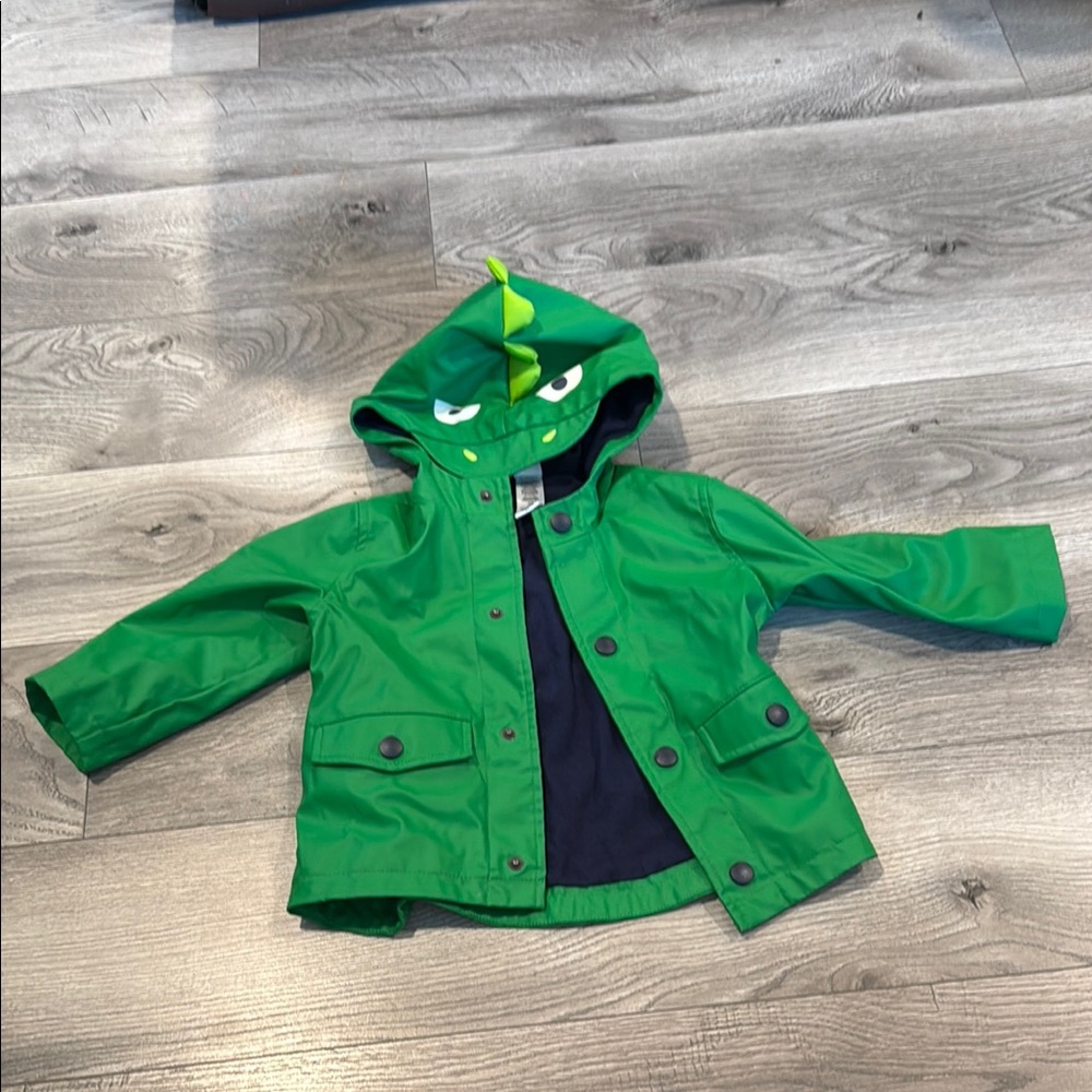 Green Dinosaur Hooded Raincoat for Kids